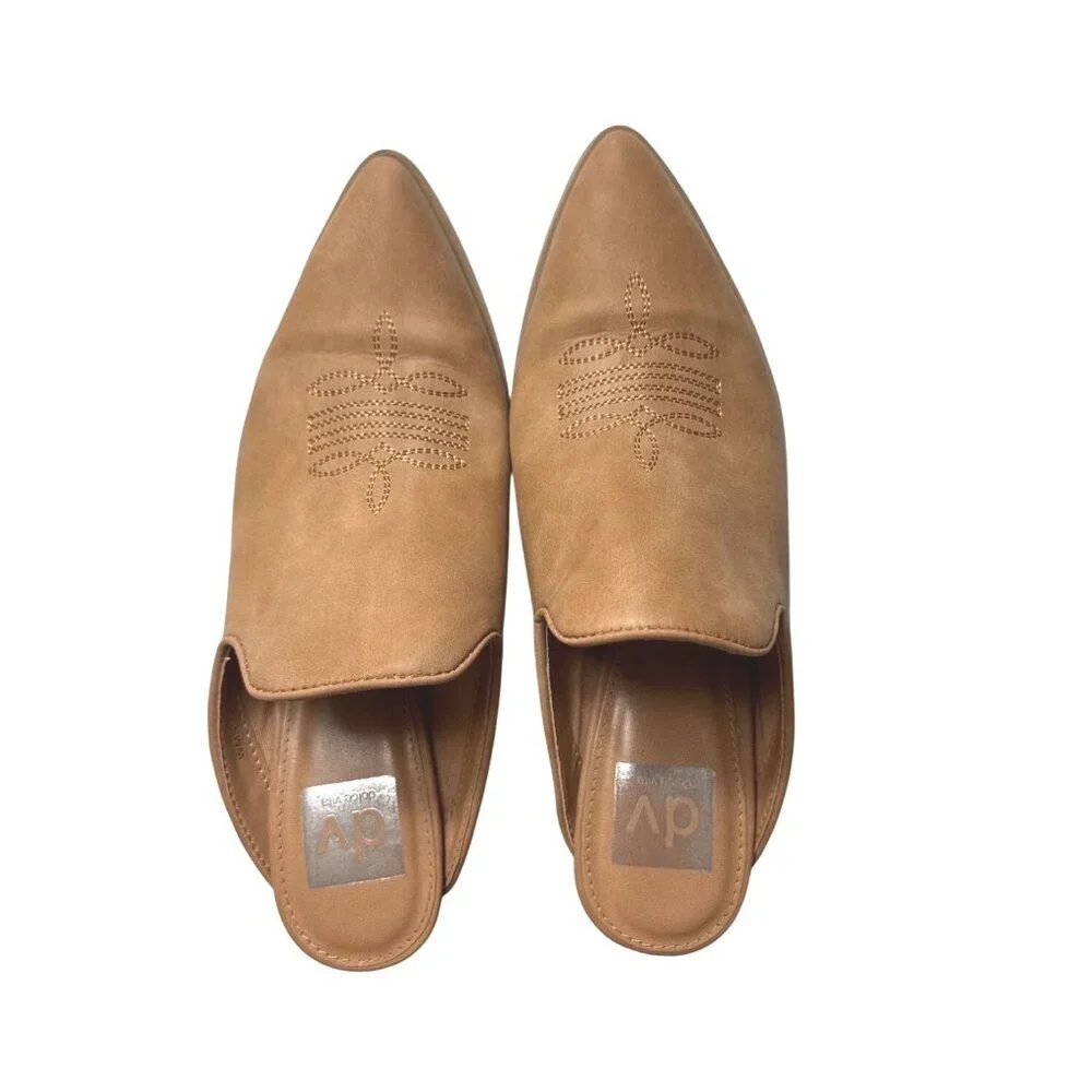 Dolce Vita Womens Kianti Tan Western Inspired Mule Block Heel Pointed Toe Size 7 - Picture 7 of 12